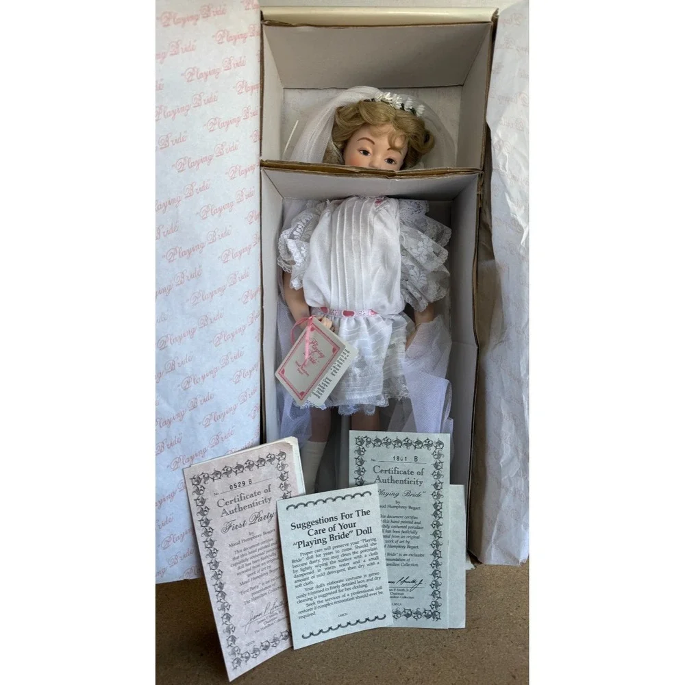 The Hamilton Collection Wearing A White Dress Playing Bride‎ Porcelain Doll